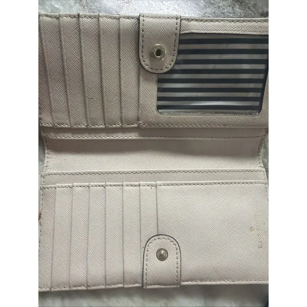 KATE SPADE NEW YORK COLOR BLOCK BEIGE AND BLACK BIFOLD WALLET A